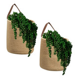 2 Suculentas Plantas Artificial Pendentes Em Silicone Verde  35 Cm