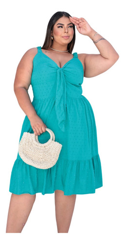 Vestido Plus Size Mid Feminino Verão Moda Evangélica 48/54