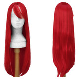 Peruca Vermelha Lisa Longa 75cm Anime Cosplay Wig Erza Diluc