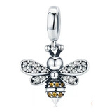 Charm De Abeja En Plata Auténtica 0.925 Con Cristales.