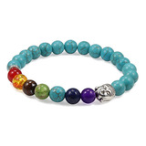 Pulsera Buda Cuarzo Turquesa 7 Chakras + Estuche Gamushop