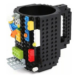 Taza Build-on Diseño Bloques Ladrillos, Armable Negro