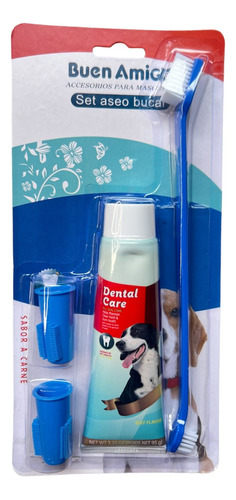 Set Bucal Para Mascotas: Cepillo, Crema Dental Y Dedal