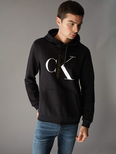 Sudadera Negra Calvin Klein Monograma Hombre