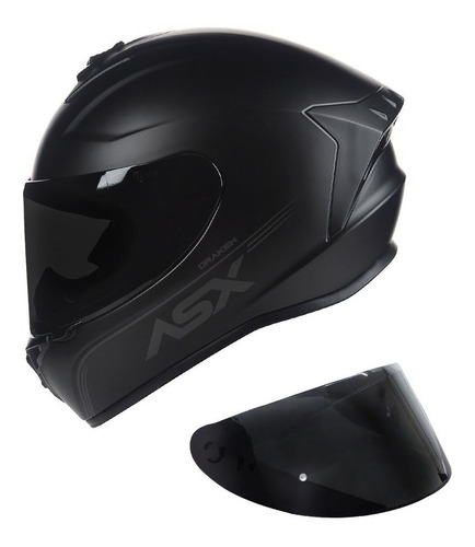 Capacete Asx Draken Vector Monocolor Preto Fosco + Viseira