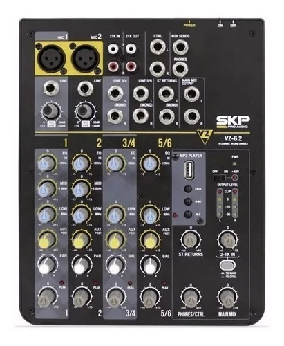 Consola Mixer Skp Vz 6.2 Mixer Con Usb. 6 Canales