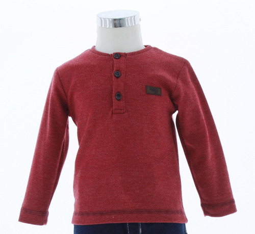 Playera Niño Rojo Manga Larga T Shirt Bebe 3300 1 A 5 Años