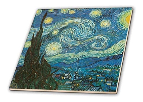 Noche Estrellada 3drose De Van Gogh Azulejo De Ceramica Vint