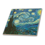 Noche Estrellada 3drose De Van Gogh Azulejo De Ceramica Vint