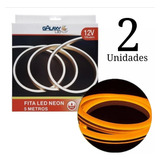 2 Fita Led Neon Ambar 12v Rolo 5 Metros 12w/m Compre Já