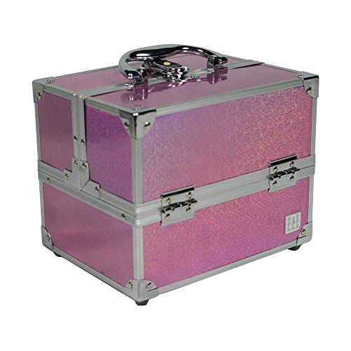 Estuche Caboodles Train, Color Rosa Holográfico, 4 Bandejas