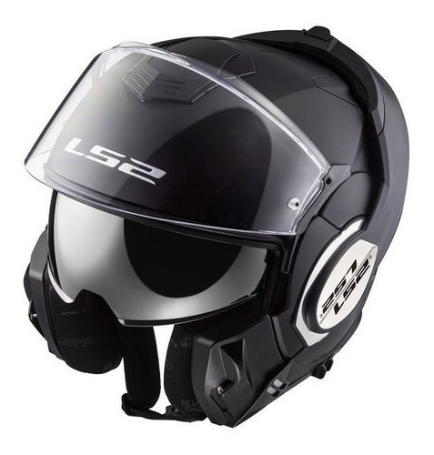 Casco Para Moto Rebatible Ls2 Valiant Ff399  Matt Black Solid Talle Xl 