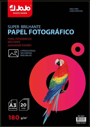 Papel Fotografico Glossy 180g A3 Brilho 100 Folhas Premium