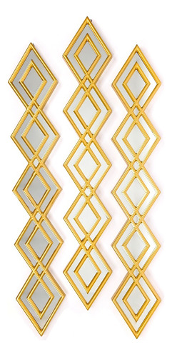 Espejo Decorativo Dorado Diseño Rombo 87x35 Cm