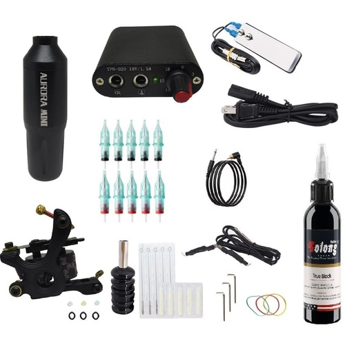 Kit De Tatuaje Profesional 2 Maquinas Tinta Pen Bobinas