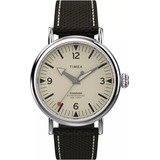 Reloj Timex Waterbury Standard 40mm Tw2v44100 Color De La Malla Marrón Color Del Bisel Plata Color Del Fondo Beige