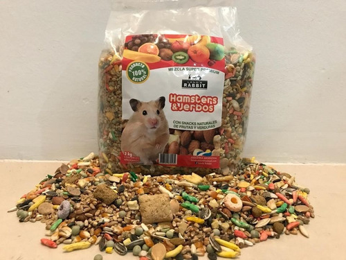 Mezcla Alimento Super Premium 2 Kg Hamster Jerbo Rata Raton