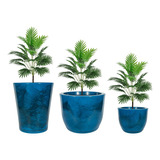 3 Vasos Planta Decor Luxo Cone Bojo Grande Liso Com Prato