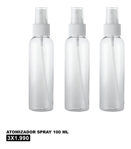 Pack 3 - Botella Plástica Rociador Spray - 100 Ml