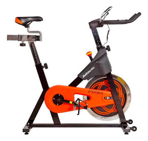 Bicicleta Fija Spinning Athletic 2100bs Disco 18kg Color Negro/naranja