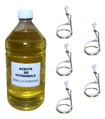 Aceite Citronela X1 Litro + 5 Mechas + 5 Soportes
