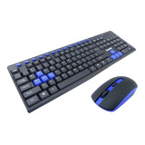 Set Teclado + Mouse Gamer Usb Inalambrico Azul