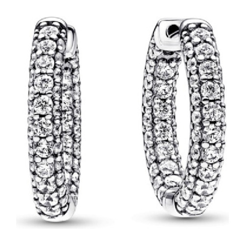 Aros Argolla Circones Pavé 19mm. En Plata 925 Silver Heart