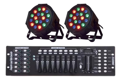 Kit 2 Canhao De Led 18 Leds 1w Rgb Dmx Iluminacao + Mesa Dmx