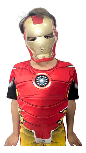 Roupa Fantasia Infantil Homem De Ferro C\ Enchi Curto Luxo