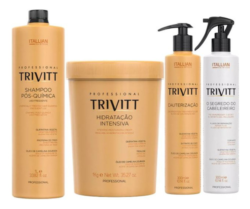Kit Profissional Trivitt Cauterização Reconstrução Hidratação Itallian Hairtech
