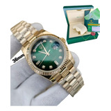 Relógio Rolex Daydate Lady Base Eta 3035 Dourado Verde Safir