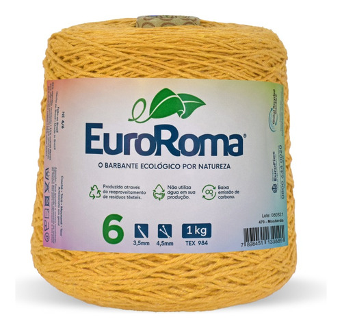 Barbante Euroroma 1kg 1014m Fio 6 - Escolha A Cor