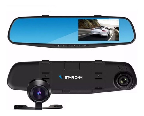 Espejo Retrovisor Camara Trasera + Frontal Testigo Auto Hd