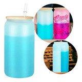 Botella Vaso Sublimable De Vidrio Con Tapa Bombilla Colores