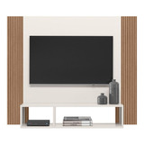 Painel Suspenso P/ Tv 1,20x100 Cm Off White/ripado Madeira