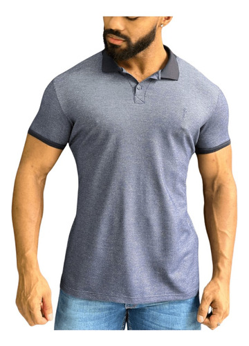 Camisa Camiseta Polo Masculina M/c Fechamento Botão Zip Off