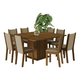 Juego De Comedor Marisa Con 8 Sillas Marron/crema/beige