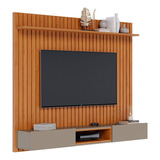 Painel Tv Home Suspenso Ripado Loft 1.8 Nature Gianduia Cor Nature/ Gianduia