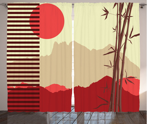 Ambesonne Cortinas Con Estampado De Bambu, Obra De Arte Mode