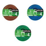 Cable Unipolar 4mm Azul-marron-verde Pack X 3 Rollos X 100 M