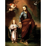 Lienzo Tela Canvas Arte Sacro San José Y Niño Jesús 100x78