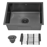 Cuba Para Cozinha Gourmet Pia Aço Inox 304 Quadrada 58 Black