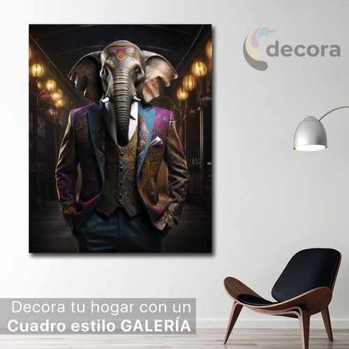 Cuadro Elefante Colores Canvas Elegante Sala Animal 5 130x90