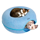 Soku Casa Gato Guarida Doble Uso Invierno Verano Extra Larga Color Azul Claro