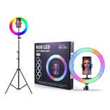 Aro Luz Led Tripode 30 Cm 12 Pulgadas Color Rgb Soporte Full