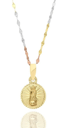 Cadena Medalla Virgen Bautizo Bebe Oro Amarillo 10k