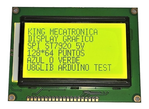 Display Lcd Grafico Serial Spi Pantalla 128x64 Fondo Verde