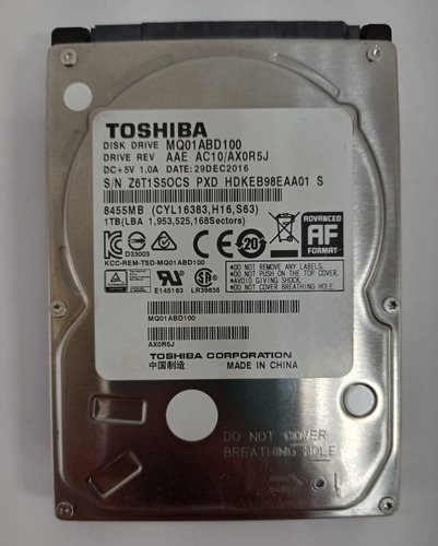 Hd Notebook Toshiba Mq01abd Serie Mq01abd100 1tb 5400rpm 2,5