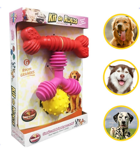 Kit 3 Brinquedo Cachorro Grande Labrador Golden Mordedor G 
