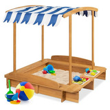 Arenero Infantil Toldo Asientos De Banco Abatibles 117x127cm